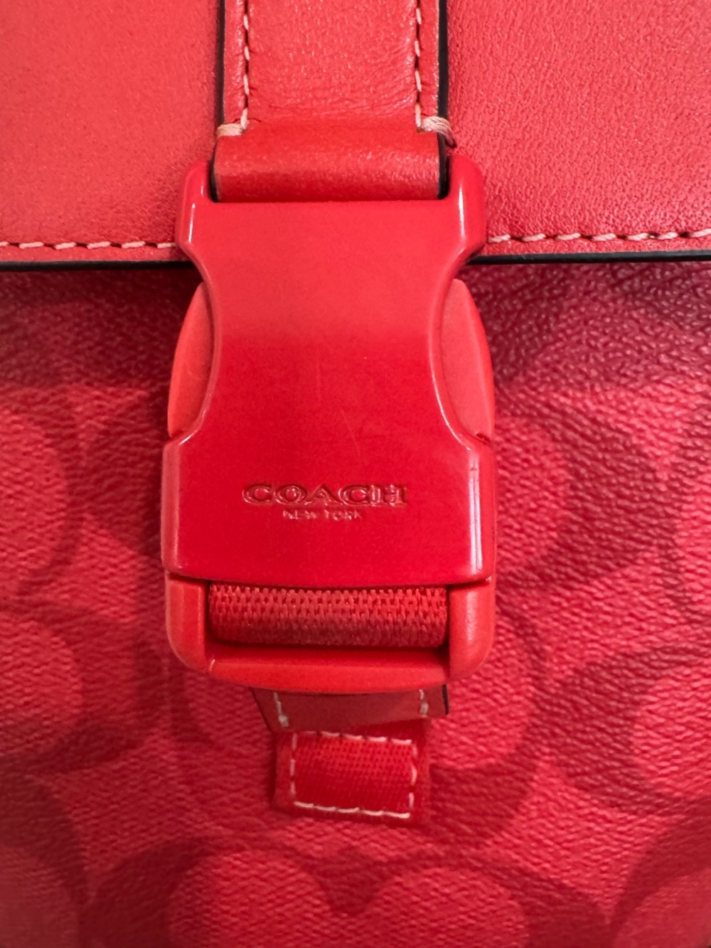 Coach Track Small Flap Crossbody Bag in Red Signature Canvas Style C9841 - Picture 8 of 12